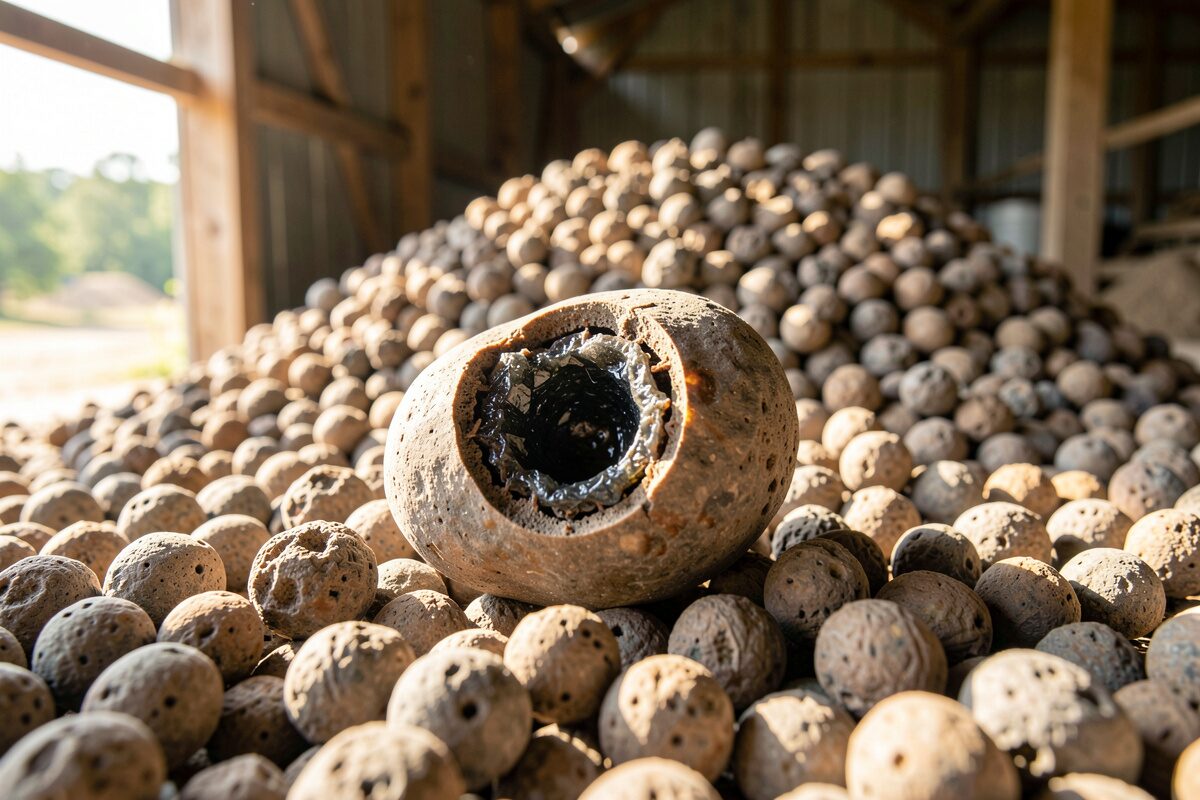 The same nodules under the lens: crystals that remember the burn and the cool.