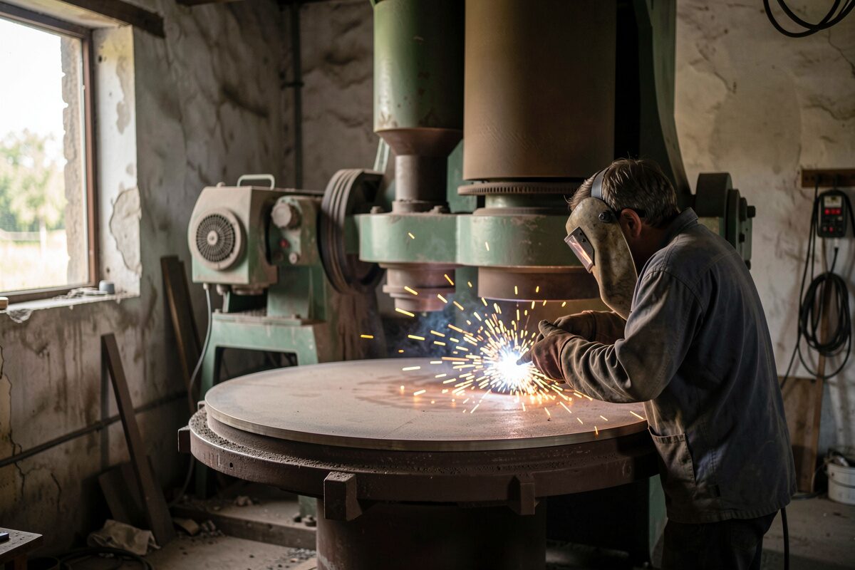 The motor that feeds the mill, and the kilowatt-hours the tonne of clinker answers for.